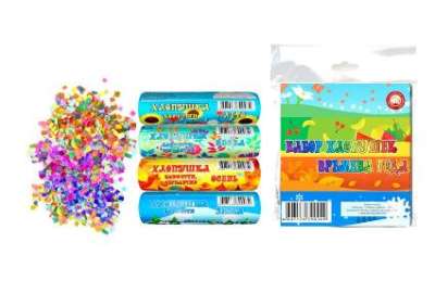 Хлопушка Времена года 100 мм наполнена разноцветным бумажным конфетти